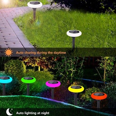 4 Pcs Solar Landscap Path Lights with 7 Colour Changing Outdoor Lawn Pathway LightsWaterproof Decoration Lights
