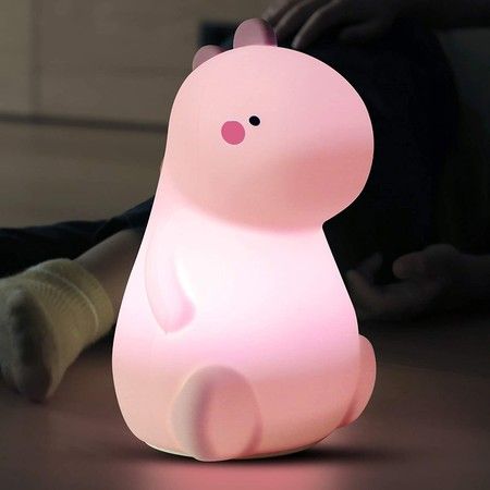 Silicone Baby Dinosaur Night Light for Kids, LED Nursery Lamp for Toddler's Room, Cute Color Changing Silicone Baby Night Light with Touch Sensor
