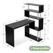 Home Office Computer Desk Corner Table W/ Hutch 4 Tier Bookshelf Storage L-Shaped Rotating Table Black