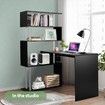 Home Office Computer Desk Corner Table W/ Hutch 4 Tier Bookshelf Storage L-Shaped Rotating Table Black