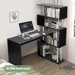 Home Office Computer Desk Corner Table W/ Hutch 4 Tier Bookshelf Storage L-Shaped Rotating Table Black