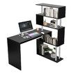 Home Office Computer Desk Corner Table W/ Hutch 4 Tier Bookshelf Storage L-Shaped Rotating Table Black