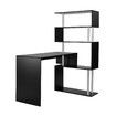 Home Office Computer Desk Corner Table W/ Hutch 4 Tier Bookshelf Storage L-Shaped Rotating Table Black