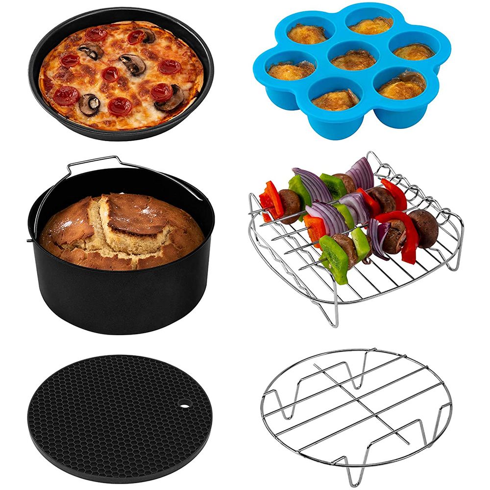 Accessories Set of 6 Fit all 5.8Qt, 6Qt or Larger Air Fryer, BPA Free, Nonstick Coating, Black