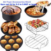 Air fryer Accessories XL 8inch 20cm Fit for all 5.2Qt to 5.8Qt or Larger Air Fryer (7pcs Set)