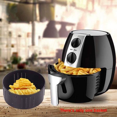 Universal Air Fryer Replacement Basket Non Stick Air Frying Baking Pan Dish Kitchen Roasting Tin Cooking Drain Oil Baking Tray Dishwasher Safe 3.5L