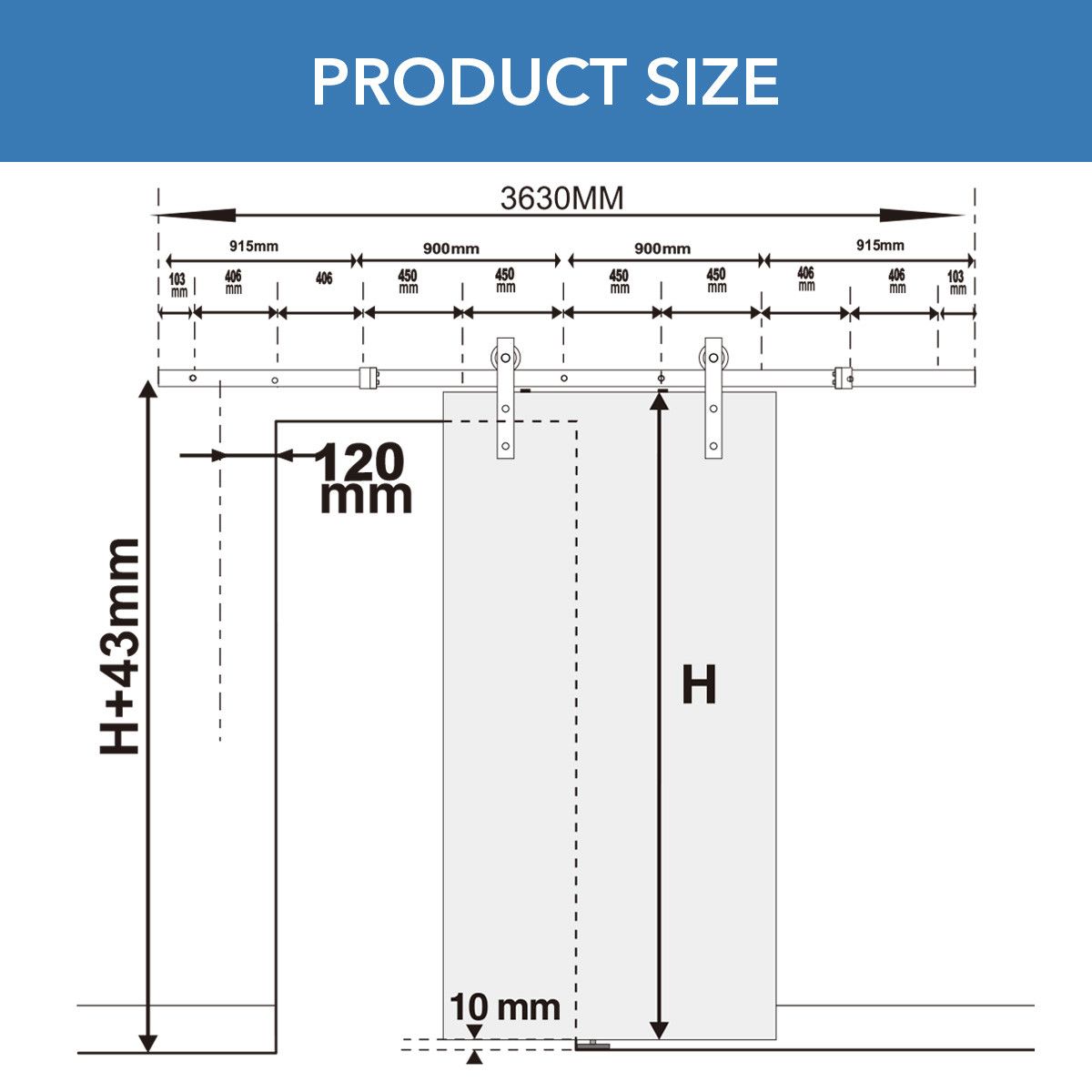 363m Carbon Steel Double Sliding Barn Door Hardware Track Set Crazy Sales 