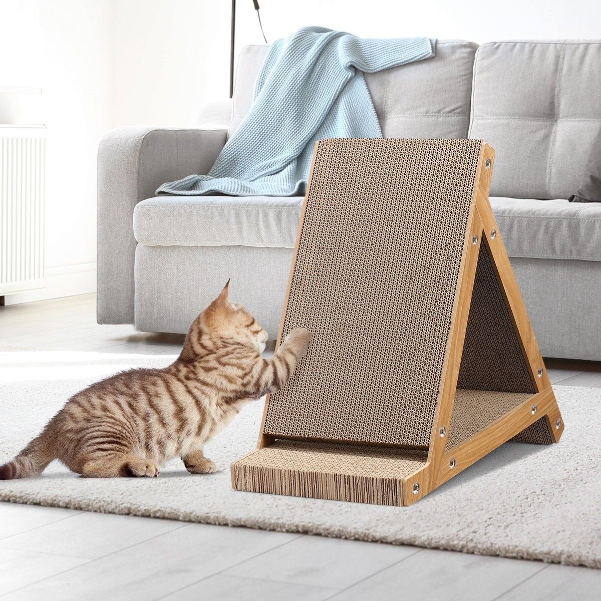 Triangle Cat Scratching Board Corrugated Cardboard Cat Toy Pad Lounge ...