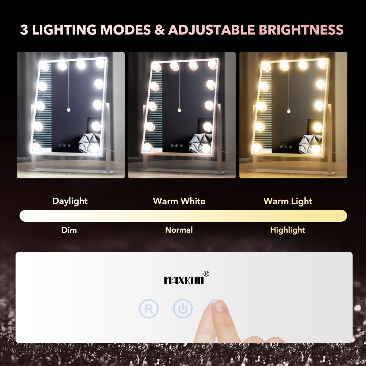 Maxkon Hollywood Makeup Mirror LED Vanity Mirror Light Up Mirror with 12 LED Lights Crazy Sales