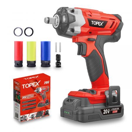 2 in 1 20V Cordless Impact Wrench Driver 1/2" w/ Sockets Battery & Charger (one battery)