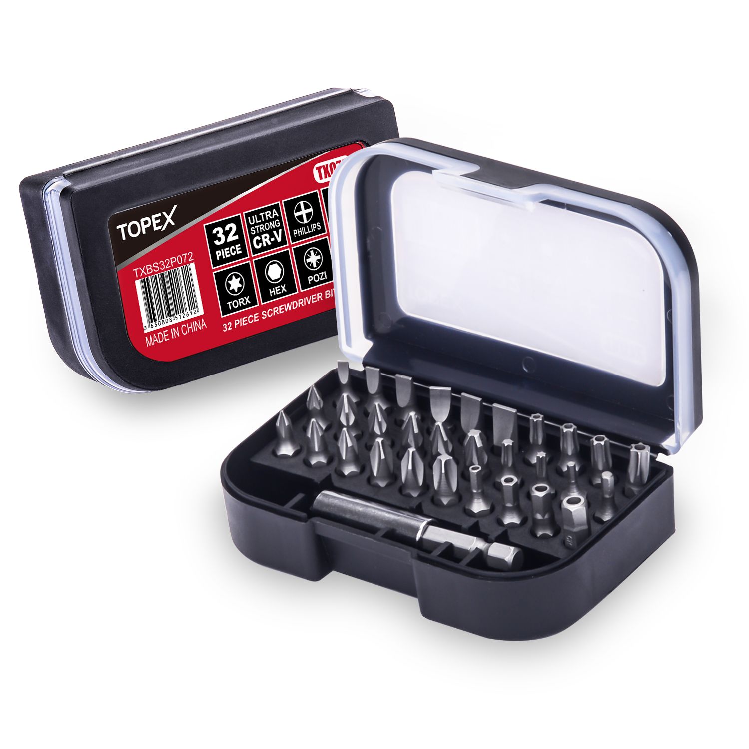 TOPEX 32-Piece CR-V Security Screwdriver Bit Set with Belt Clip Magnetic Driver Kit