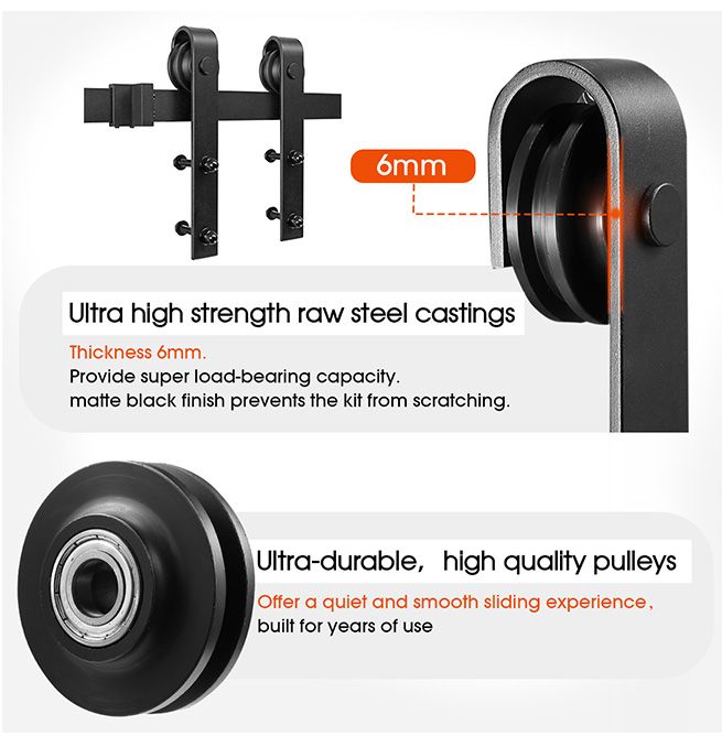 3m Single Sliding Barn Door Hardware Set w/Floor Guide Antijump Block Roller Stopper Crazy Sales