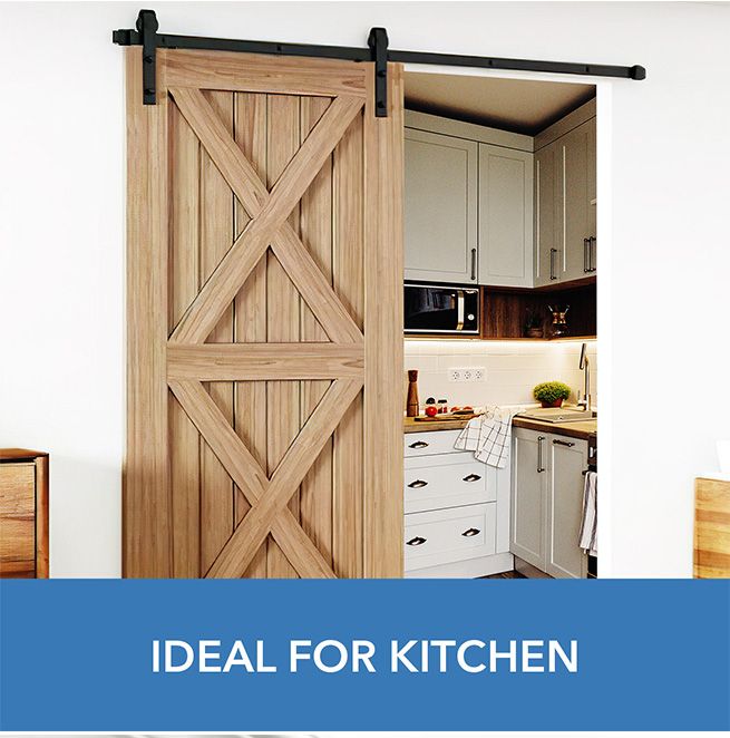 1.83m Heavy Duty Sliding Barn Door Hardware Kit Floor Guides Door