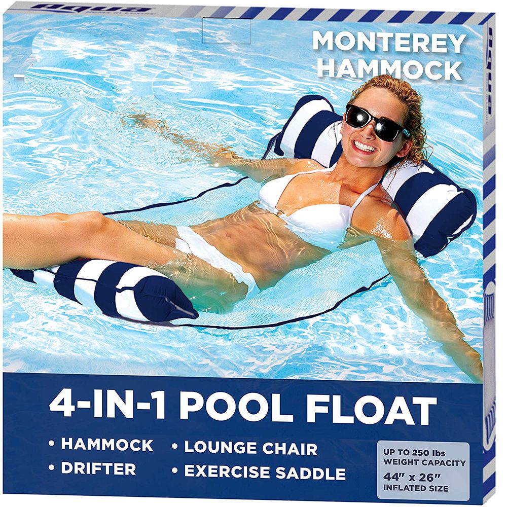 4-in-1 Monterey Hammock Inflatable Pool Float, Multi-Purpose Pool Hammock