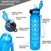 Motivational Drinking Water 1L Bottle with Time Marker & Straw -Col.Blue