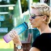 Motivational Drinking Water 1L Bottle with Time Marker & Straw -Col.Blue