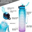 Motivational Drinking Water 1L Bottle with Time Marker & Straw -Col.Blue