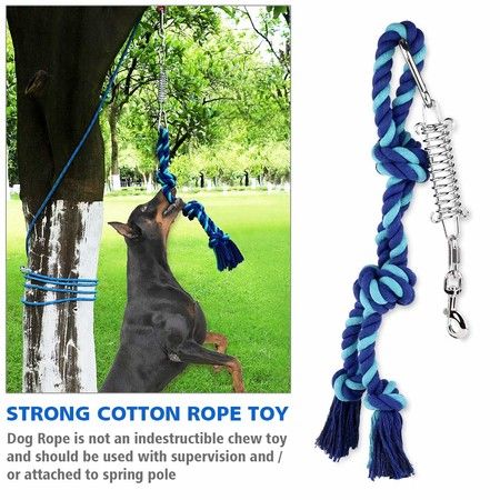 Spring Pole Dog Rope Toy Pet Dog Heavy Duty Pull Tether Tug of War, Hanging Bungee Toy for Outdoor Exercise, for Medium Large Dog Muscle Builder