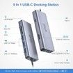 USB C Hub 9-in-1  Dongle with HDMI 4K, 100W PD Charging, USB 3.0/2.0, USB C to 3.5mm, Gigabit Ethernet, SD/Micro Card Reader