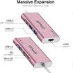 7 in 1 USB C Hub Type C to HDMI 4k Adapter Compatible with MacBook Pro(Thunderbolt 3),Ipad Pro,Chromebook,Xps 13/15 Pink