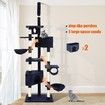 Cat Scratching Tree Post Climbing Tower Pole Playhouse with Rope Baskets Condos Perches 236cm Tall Multi Levels