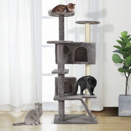 Cat Activity Play House Release The Nature of Cats HOOBRO Cat Tree Medium Cat Tower with 2 Plush Condos and Sisal Scratching Posts Cat Cave with Climbing Tower and Anti-Toppling Kit 03SCT03 