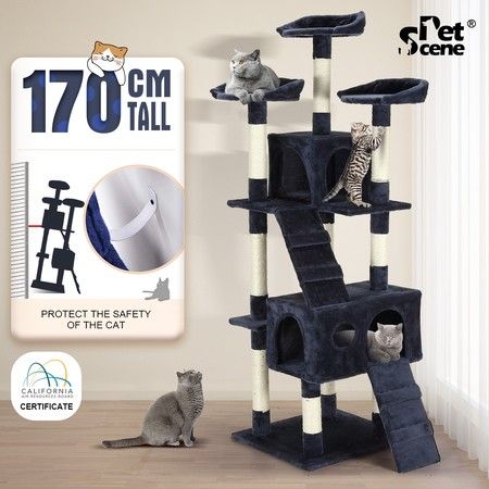 170cm XL Cat Gym Scratching Post Cat Condo Sisal Scratcher Perch Center