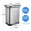 50L Stainless Steel Bin Kitchen Rubbish Bin Recycling Bin Trash Garbage Waste Bin