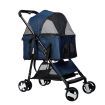 Pet Stroller Dog Cat Pram Foldable Carrier 4 Wheels Large Travel Pushchair Blue