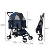 Pet Stroller Dog Cat Pram Foldable Carrier 4 Wheels Large Travel Pushchair Blue