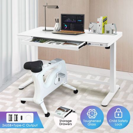 Electric Motorised Standing Desk Height Adjustable Sit Stand Desk Home Office Workstation With Drawers Crazy Sales