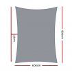 Instahut Shade Sail 6x8m Rectangle 280GSM 98% Grey Shade Cloth