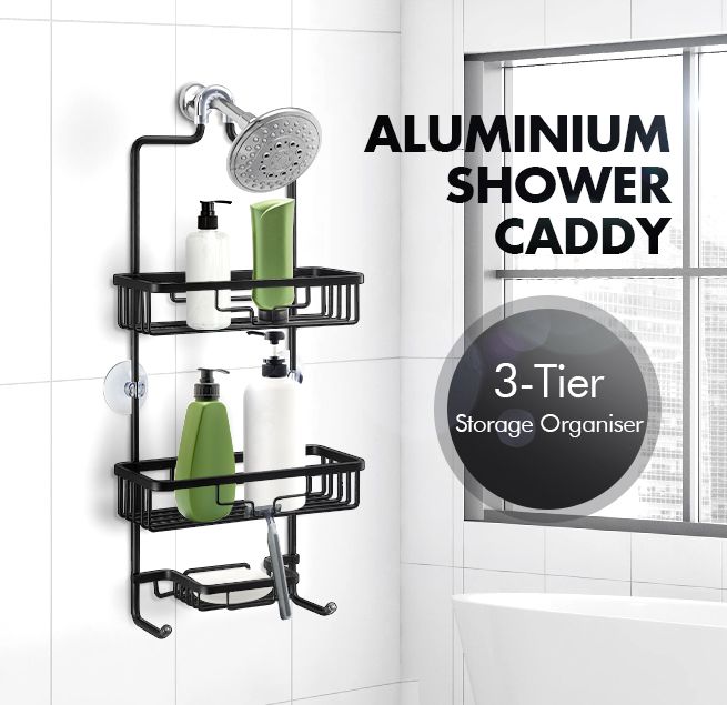 3 Tier Shower Caddy Aluminum Hanging Rack Bathroom Shampoo Storage