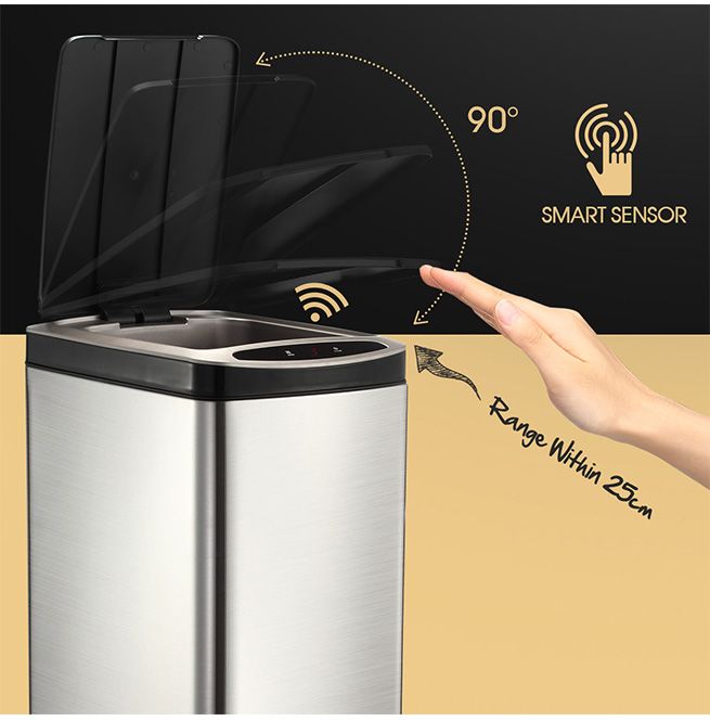 50L Smart Sensor Bin Kitchen Rubbish Recycling Bin Infrared Motion Sensor Trash Waste Bin