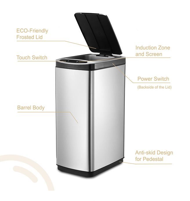 50L Smart Sensor Bin Kitchen Rubbish Recycling Bin Infrared Motion Sensor Trash Waste Bin