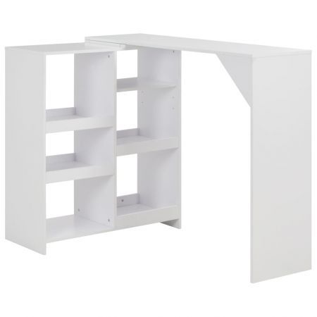 Bar Table with Moveable Shelf White 138x40x120 cm