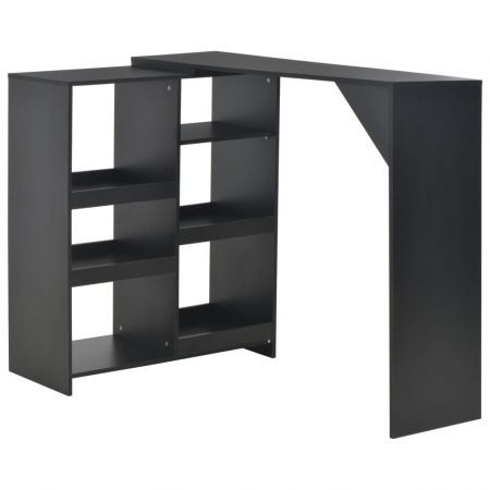 Bar Table with Moveable Shelf Black 138x40x120 cm