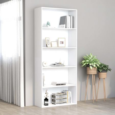 5-Tier Book Cabinet White 80x30x189 cm Chipboard
