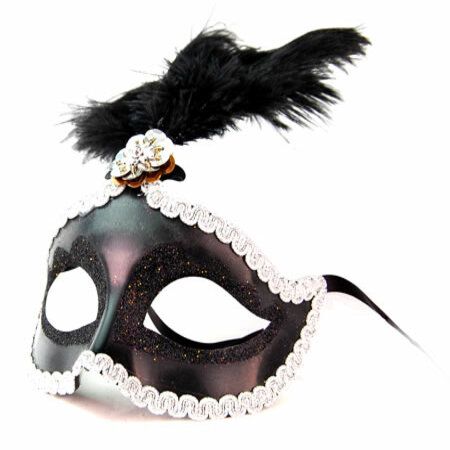 Venetian Masquerade Costume Fancy Dress Mask in Black and Silver