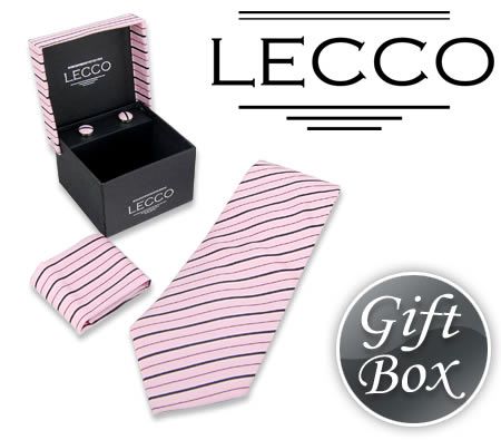 LECCO Polyester Tie, Cufflink and Handkerchief Gift Box Set - TP04