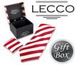 LECCO Silk Tie, Cufflink and Handkerchief Gift Box Set - TS07 - Red & White Striped
