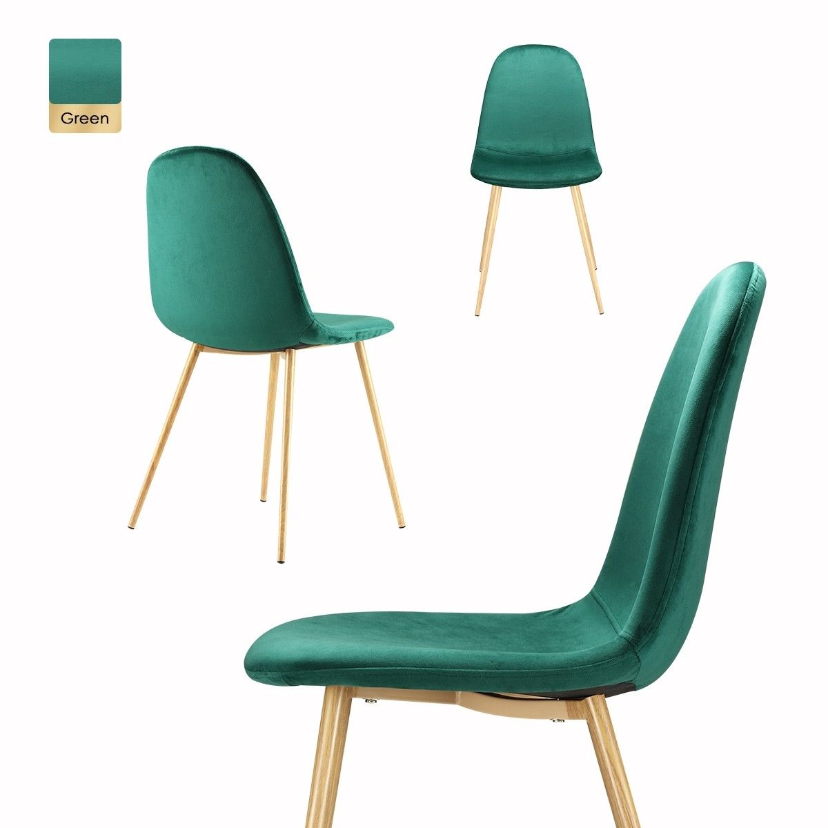 Soft Dining Chairs Velvet Kitchen Chairs Ergonomic Chair Set of 2 with