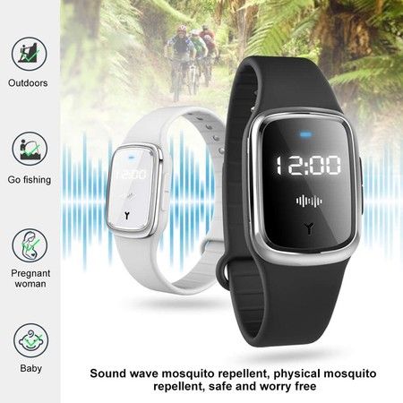 Ultrasound Mosquito Repellent Wristband Anti Mosquito Pest Insect Bugs Repellent Bracelet For Kids Adult co black