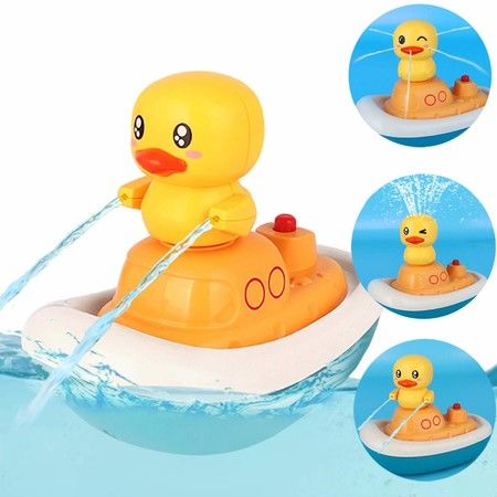 Baby Bath Toys, Electric Water Spray Toys-Rotate Boat with 3 Fountain Methods Ducks, Sprinkler Shower Bathtub Toys Fun Bath Toys for Toddlers 1-3