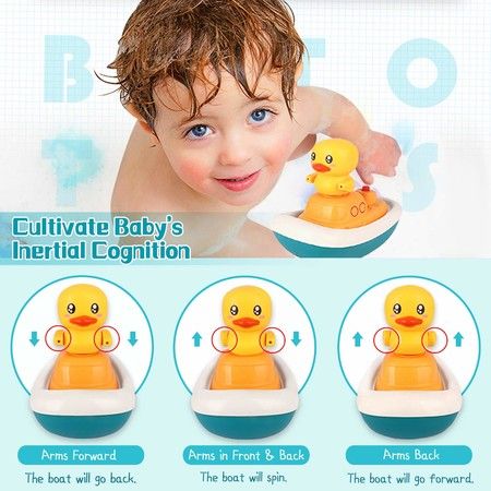 Wind Up Toy Boat for Water Play Spray Toys for Kids with Duck and Turtle LBLA Baby Bath Toys for Toddlers 1-3 Fun Kids Bathtub Toys for Girls and Boys 