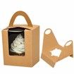 50 Pcs Single Cupcake Boxes with Window Insert and Handle 9.5*11*9.5cm