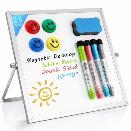Green Double-Sided Marker Board Easel Includes 4 Markers & 1 Eraser ZHIDIAN Small Dry Erase Board on Stand 10 x 14” Magnetic Whiteboard for Desk Table 