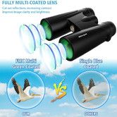 12x42 Powerful Binoculars for Adults with Clear Low Light Vision - Large View Eyepiece Binoculars for Birds Watching Hunting Travel