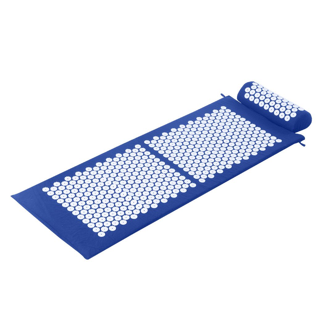 Acupressure Mat Yoga Massage Sit Lying Pain Stress Relax Blue 130 x 50cm