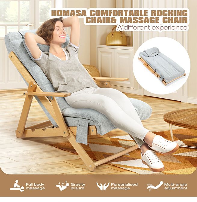 Homasa Wooden Massage Chair Adjustable Recliner Chair Chaise Lounge